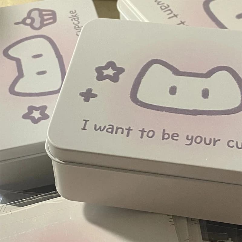 Iron Storage Box Cartoon Kpop Photocards Desktop Storage Small Card Stickers Tapes Storage Box Stationery Office Supplies