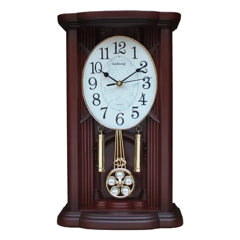 Desk clock Living room Chinese style timekeeping table clock Bedroom silent quartz European retro pendulum clock sitting