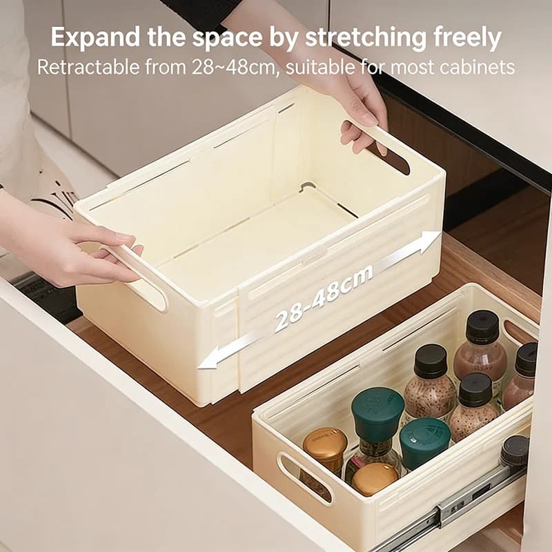Organizzatore per Cassetti Scalabile, Scatola Contenitore Regolabile per Armadietti Domestici, Organizzatore Impilabile per Cucina, Scatola Contenitore per Classificazione Domestica