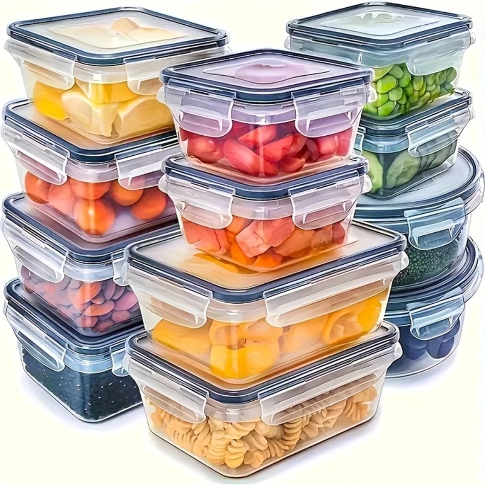 Contenitori per alimenti ermetici senza BPA da 8 pezzi con coperchi bloccabili - Conservazione sicura in plastica PP per microonde/congelatore per prodotti secchi/frutta/verdura
