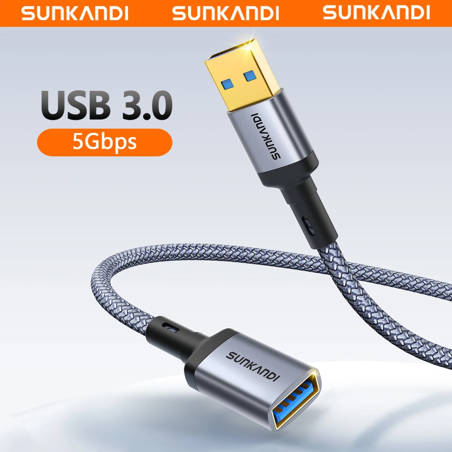 Cavo di prolunga USB 3.0 SUNKANDI da USB 3.0 Maschio A a Femmina A 5Gbps per Gamepad, Chiavetta USB, Hub USB, Disco Rigido Esterno