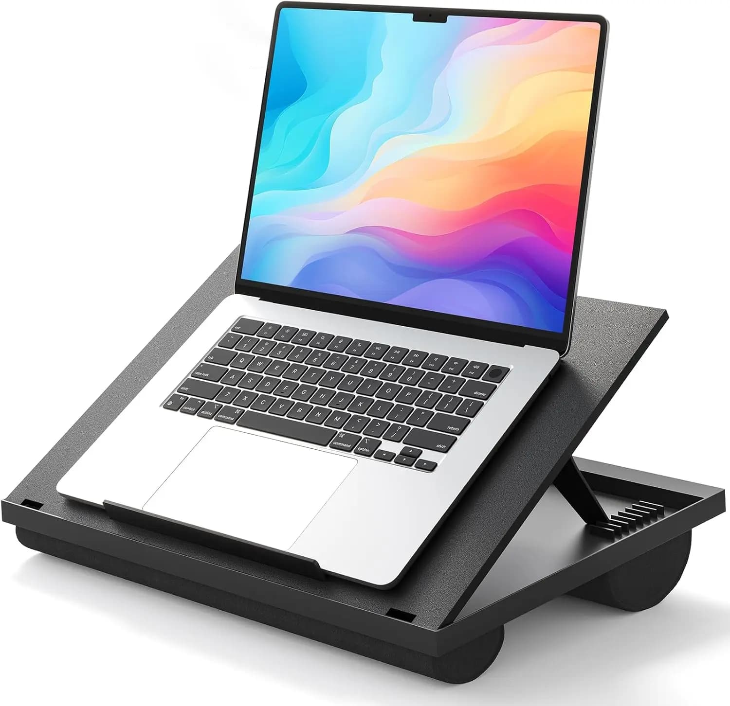 Supporto Portatile per Laptop da 15,6 Pollici, Regolabile con 8 Angolazioni, Doppio Cuscino per Divano, Letto, Auto e Lavoro