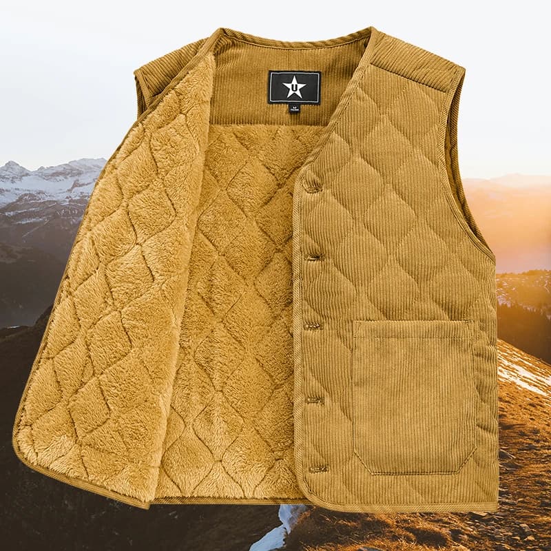 2025 Gilet caldo imbottito invernale di grandi dimensioni da uomo con tracolla a quadri con diamanti Canottiera da lavoro Velluto a coste con scollo a V Giacche Abbigliamento uomo