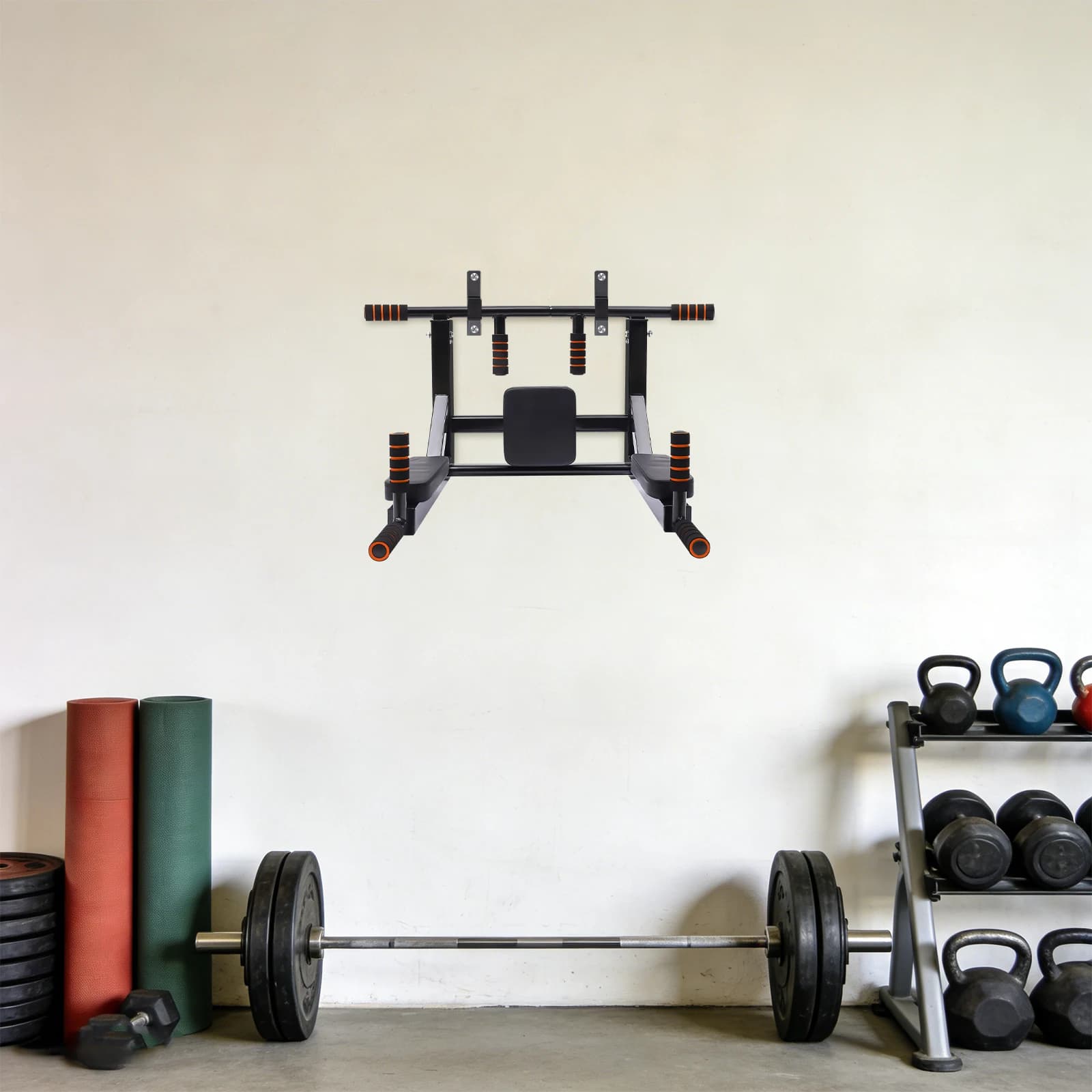Dip Station, Gymnastics Bar, Traction Bar, Removable Wall Mount, Multi-Grip for Home Strength Training