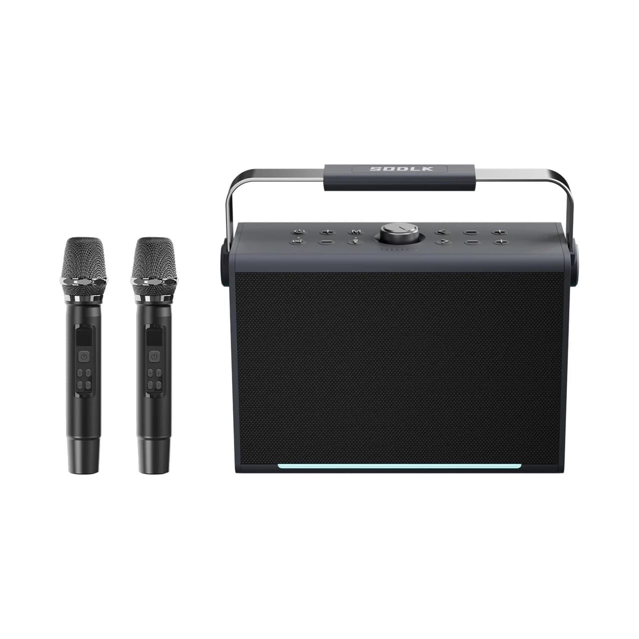 Macchina per Karaoke 200W con Altoparlante Portatile Impermeabile IPX6 e 2 Microfoni Wireless, Supporta TWS/Scheda TF/USB/AUX/Live