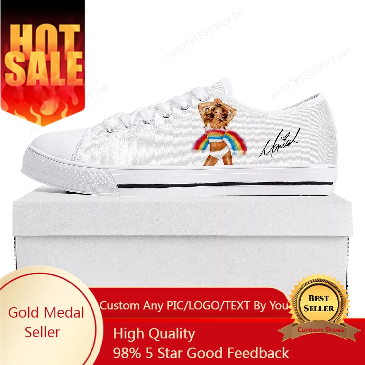 Mariah Carey Sneakers basse Uomo Donna Adolescente Tela Sneaker personalizzata Scarpe casual per coppia Scarpe personalizzate Bianco