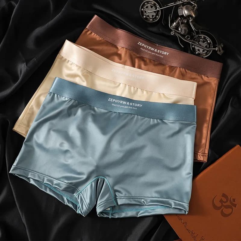 3PCS Women's Panties Ice Silk Satin-like Breathable Mesh Women's underwear Soft Smooth Safety Briefs