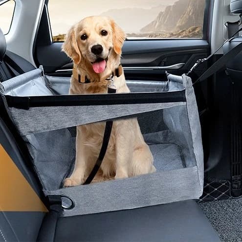 Seggiolino per animali portatile per auto Porta cani stabile con protezione in rete di sicurezza Design impermeabile per uso esterno in viaggio per cuccioli