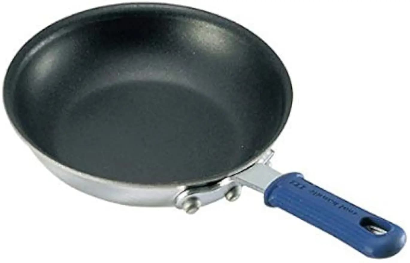 Padella antiaderente da 10 pollici con manico freddo, alluminio, certificata NSF, nero/blu