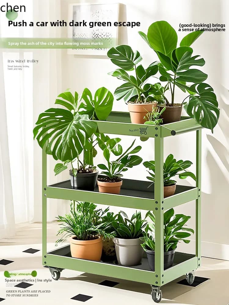 YFY trolley shelf green plant flower stand flower pot shelf movable multi-layer storage bracket