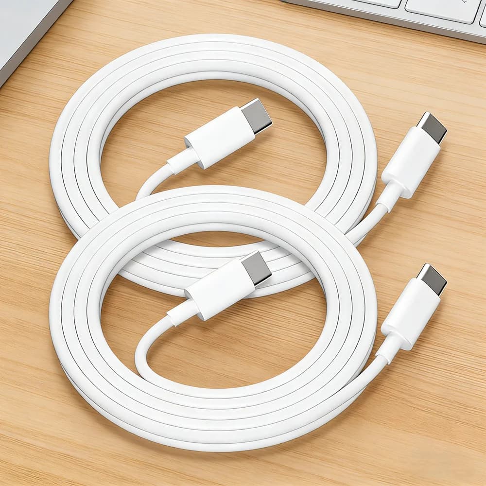 Cavo di ricarica e trasferimento dati USB-C doppio 3M (2 pezzi), bianco, per ricarica e trasferimento dati di telefoni e tablet