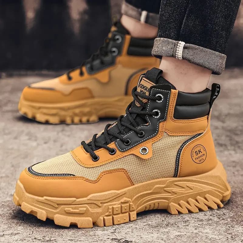 Scarpe da uomo con lacci con plateau primavera autunno Scarpe da trekking all'aria aperta Moda sportiva Stivali alti da uomo classici casual economici antiscivolo