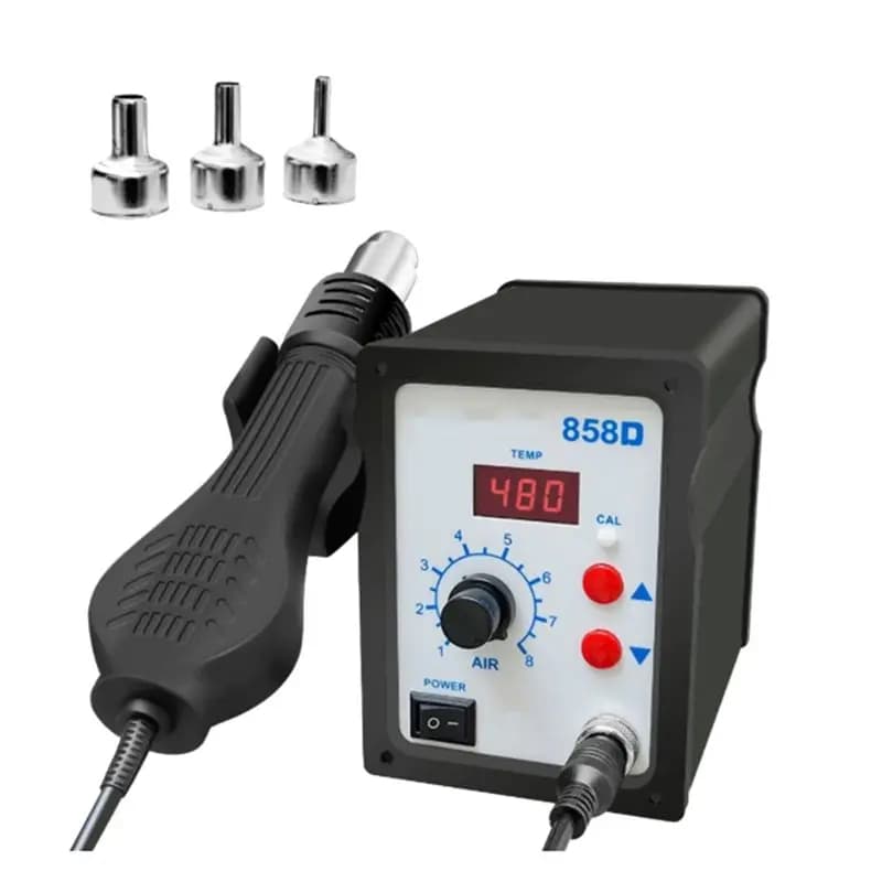 Stazione di Rilavorazione ABKU 700W 858D con Pistola ad Aria Calda per Saldatura BGA SMD SMT, Asciugacapelli Termico con Spina UK