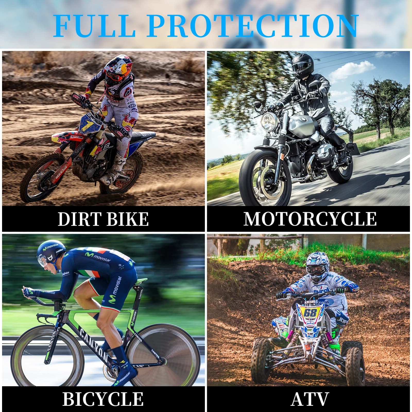 Guanti da Moto con Protezione Rigida per le Nocche, Touch Screen, Antiscivolo, Traspiranti, Guanti Integrali per Motocross e Corse