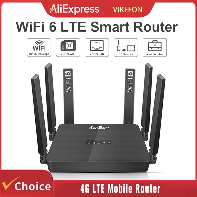 Router WiFi6 Russian Router 4G LTE Modem 300Mbps Router WiFi 4G compatible with 5G non-contracted SIM cards Plug and Play