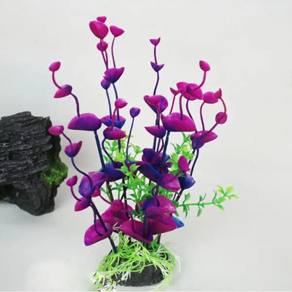 Artificial Plant for Aquarium, Aquatic Grass Simulation with Ceramic Base, Realistic Decoration for Fish Tanks