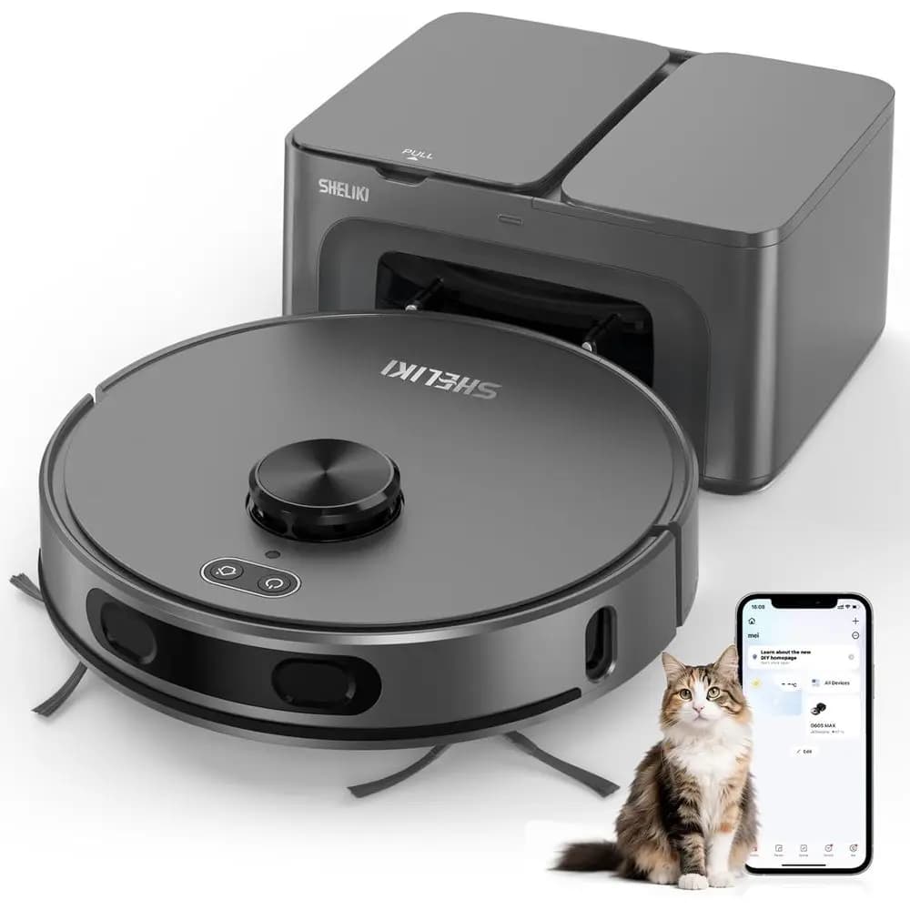 Robot Vacuum Cleaner and Washer 3-in-1, with 70 Day Automatic Vacuuming Base, Intelligent LiNavigation and Powerful 60W Motor