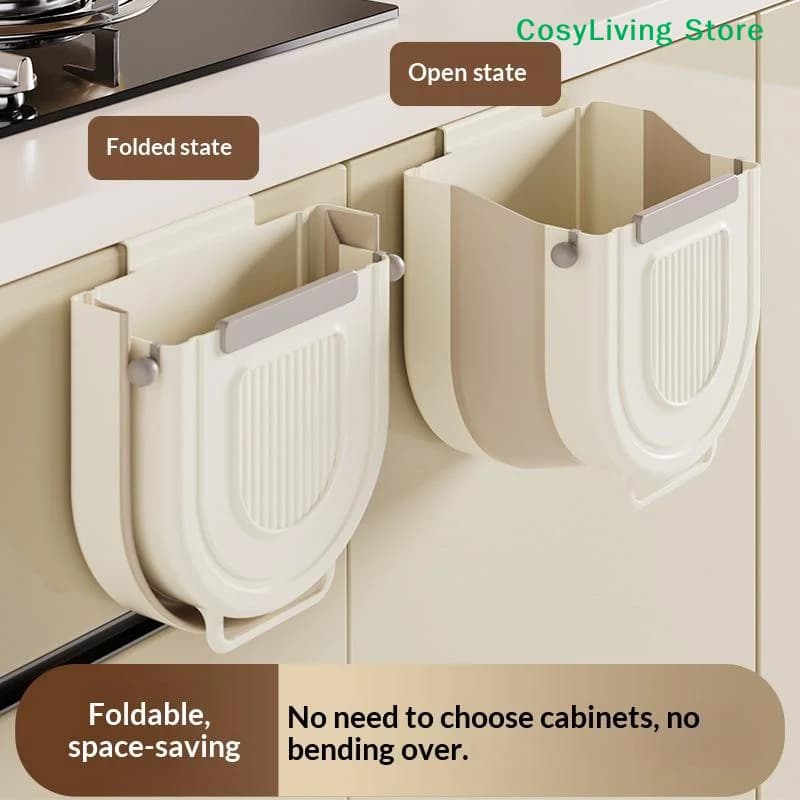 [CL]Foldable Wall Mounted Kitchen Trash Can No Drill Hanging Collapsible Bin For Cabinet Door[CL]