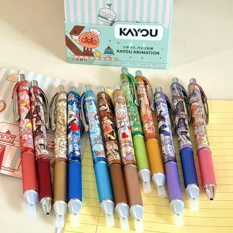 New Genuine Kayou Anpanman Neutral Pen Blind Box Press Black Signature Pen Kawaii Anime Stationery Office Desktop Birthday Gifts