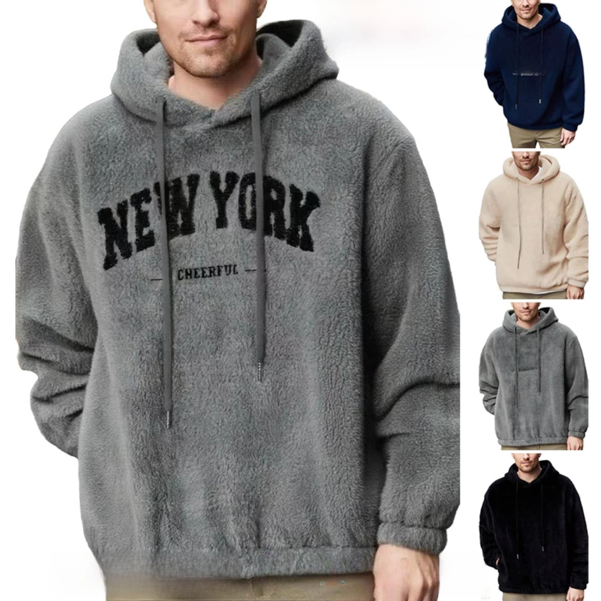 Casual Men's Hoodie Sweatshirt with Drawstring Cross-Border Sport Style Thickened Deformable American Style Printed Design