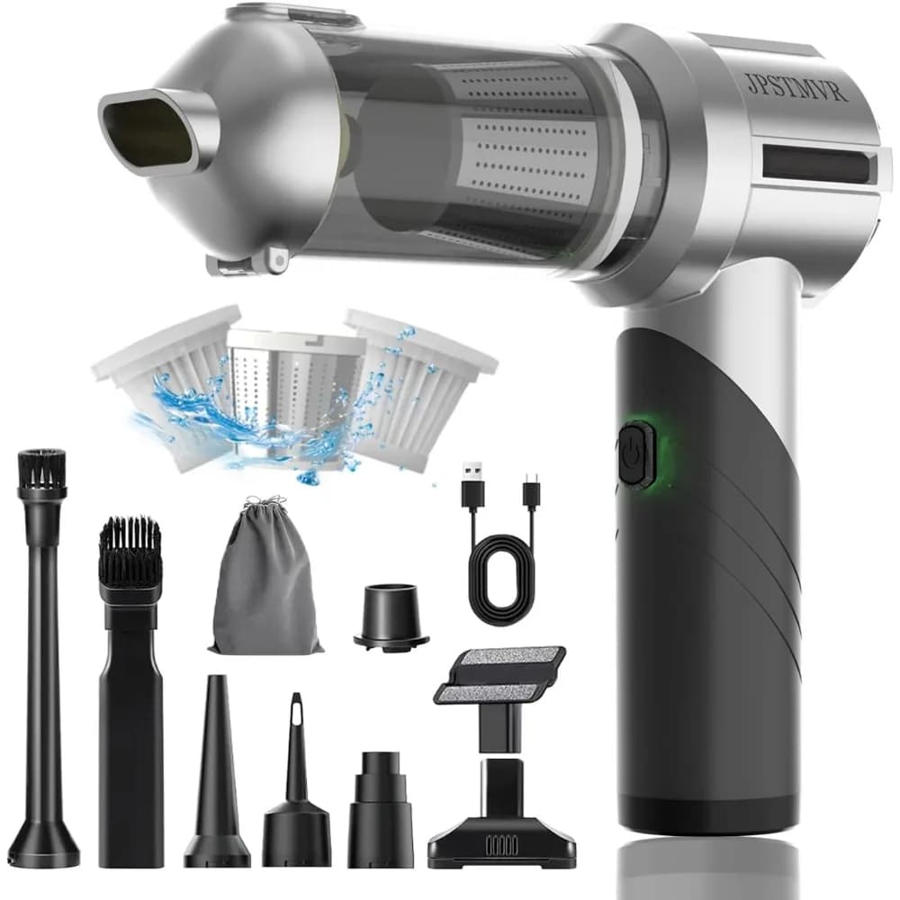 Aspirapolvere per auto, aspirapolvere portatile senza fili da 18000PA, spolverino 4 in 1 con luce LED e multi-ugelli, ricarica ad alta potenza da 120 W