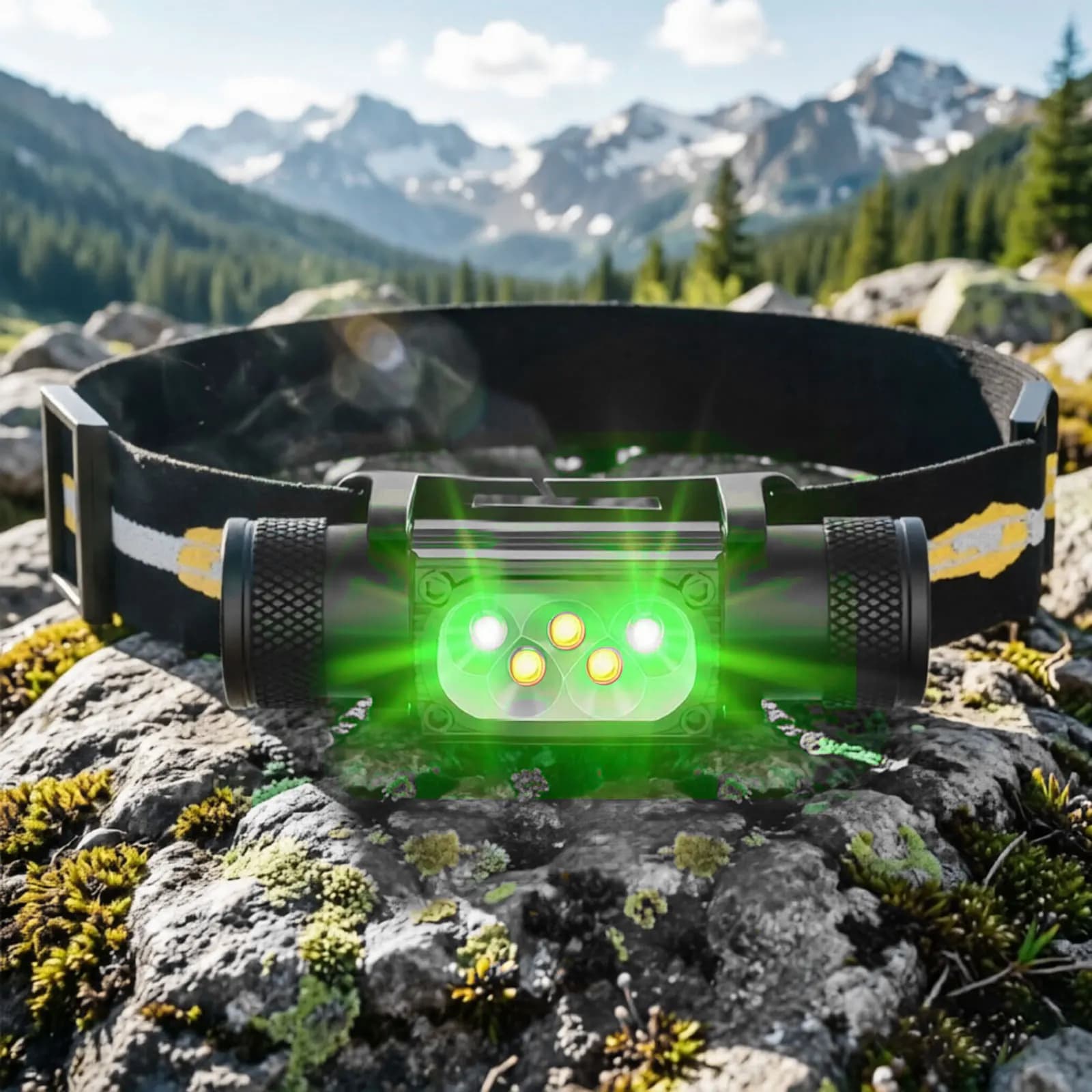 LED Headlamp High Power White Green Memory Headlight 18650 Rechargeable USB Type C Torch Camping Hunting Flashlight Flash Lamp