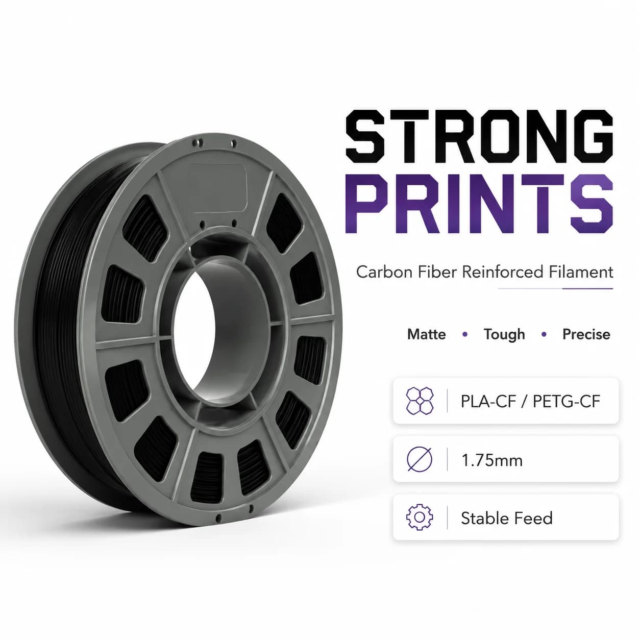PLA-CF10/PETG-CF10 3D Printing Filament 1.75mm 300g Carbon Fiber PETG High Toughness Heat Resistant Precision Dimensional Stability FDM 3D Printer Material