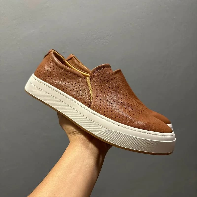 Mocassini Estivi Slip-on da Uomo, Scarpe Casual da Strada e Trekking, in Vera Pelle, Comode e Traspiranti, Scarpe da Skate per Esterni