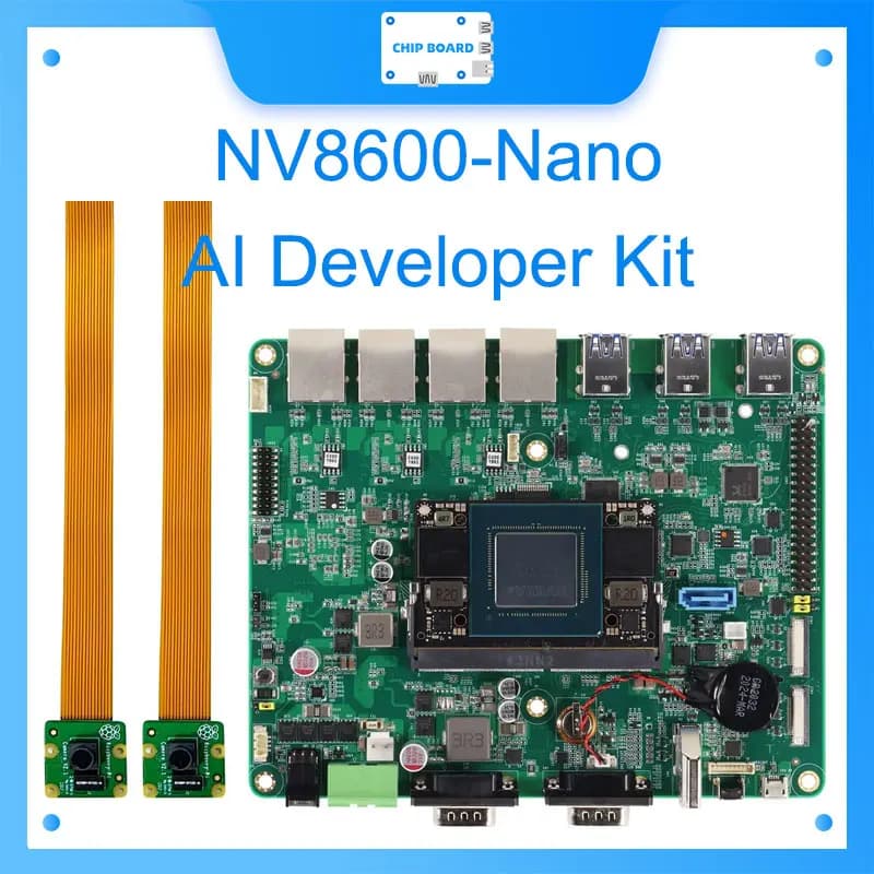 Il kit di sviluppo AI NV8600-Nano presenta il modulo fotocamera NVIDIA Jetson Orin Nano da 8 GB, quad GbE, Raspberry Pi 2