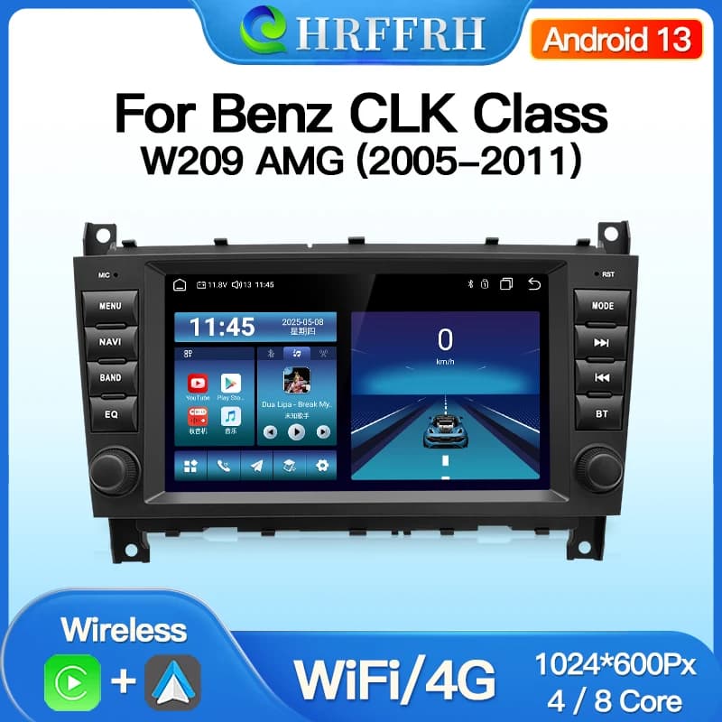 8 Inch Android Autoradio for Mercedes Benz CLK Class W209 AMG 2005-2011 Multimedia Carplay Auto GPS BT Player Wifi Screen Stereo