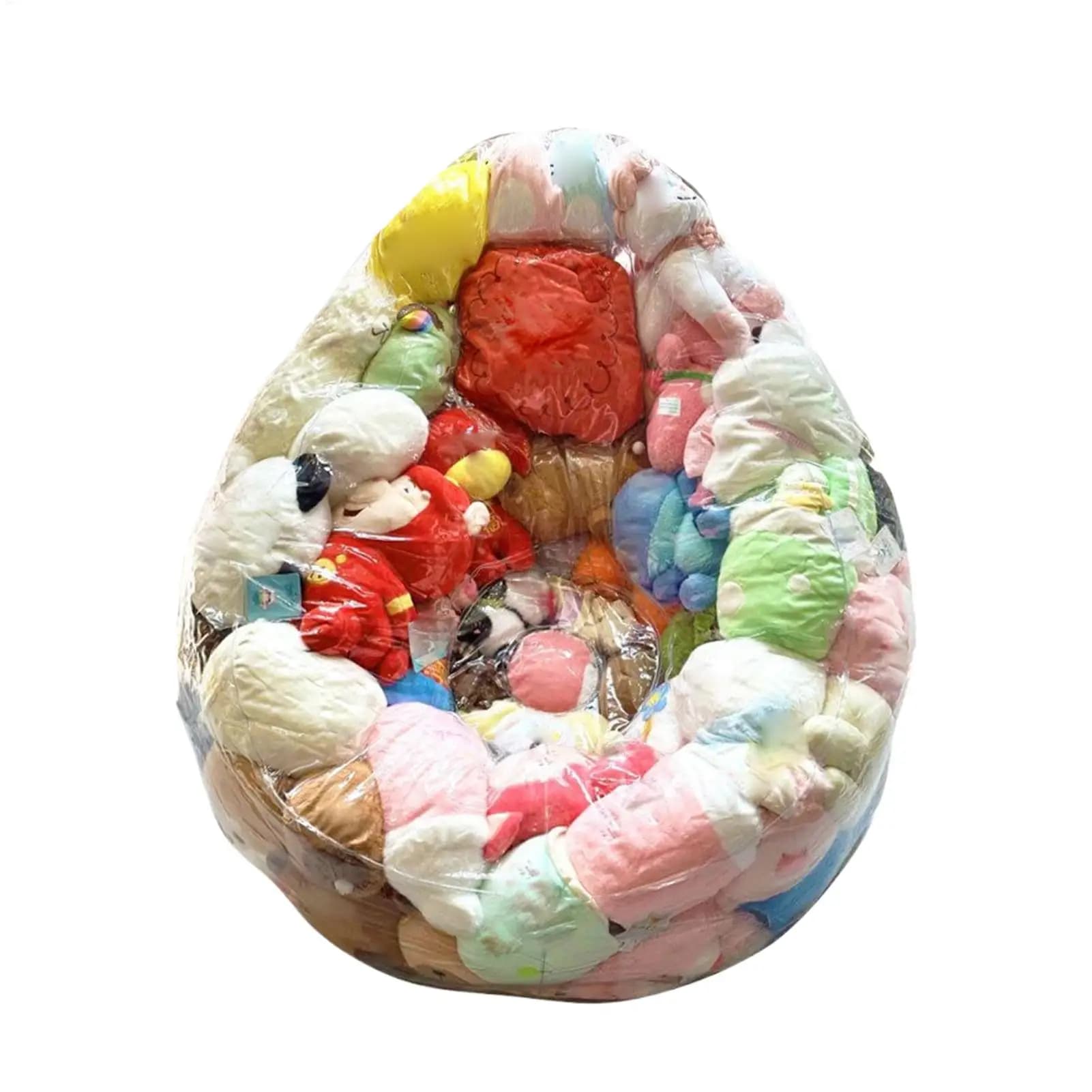 Stuffed Animal Storage Chair Cover Clear Plush Animals Bean Bag Chair Cover Only Sofa Protector for Home Bedroom Living Room