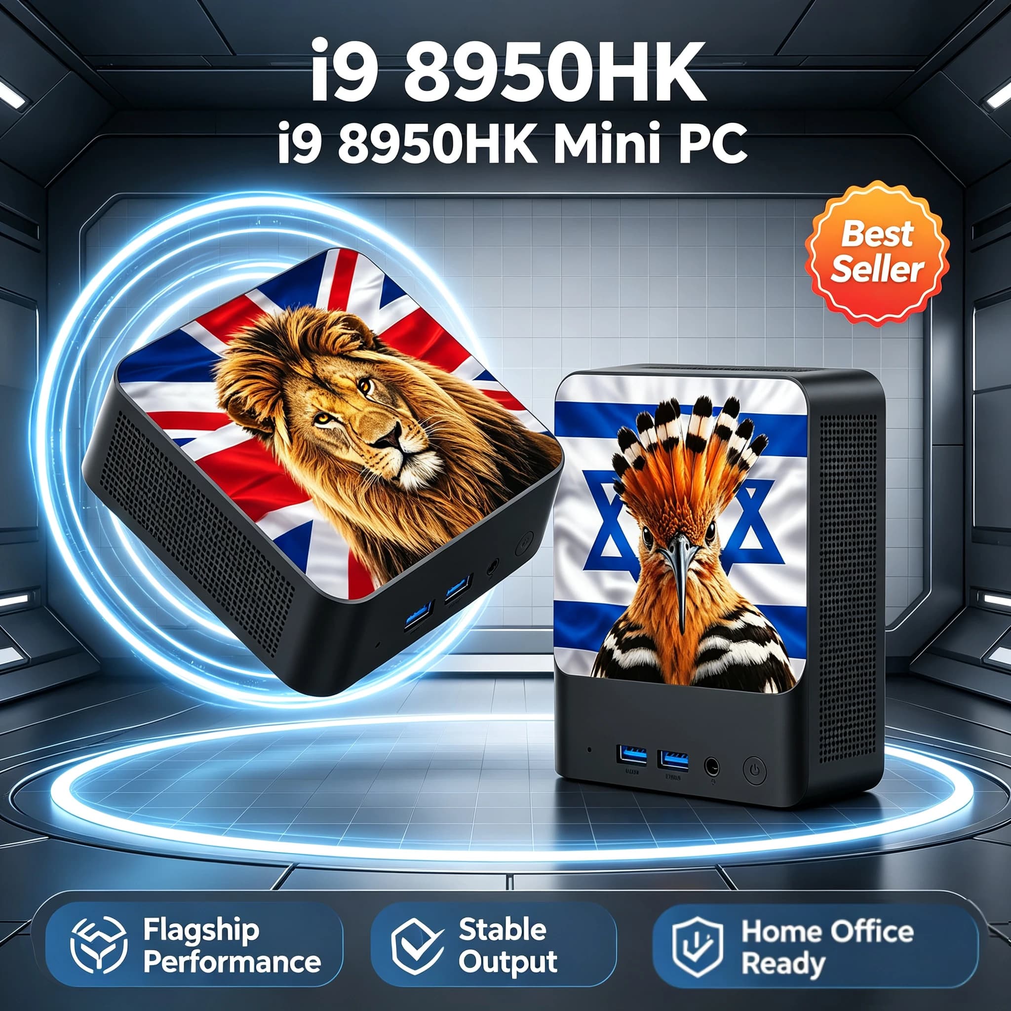 Intel i9 8950HK Compact Portable PC 16GB DDR4 M.2 NVMe SSD Triple 4K Display Port WiFi6 Silent Cooling Office Home Pro Set