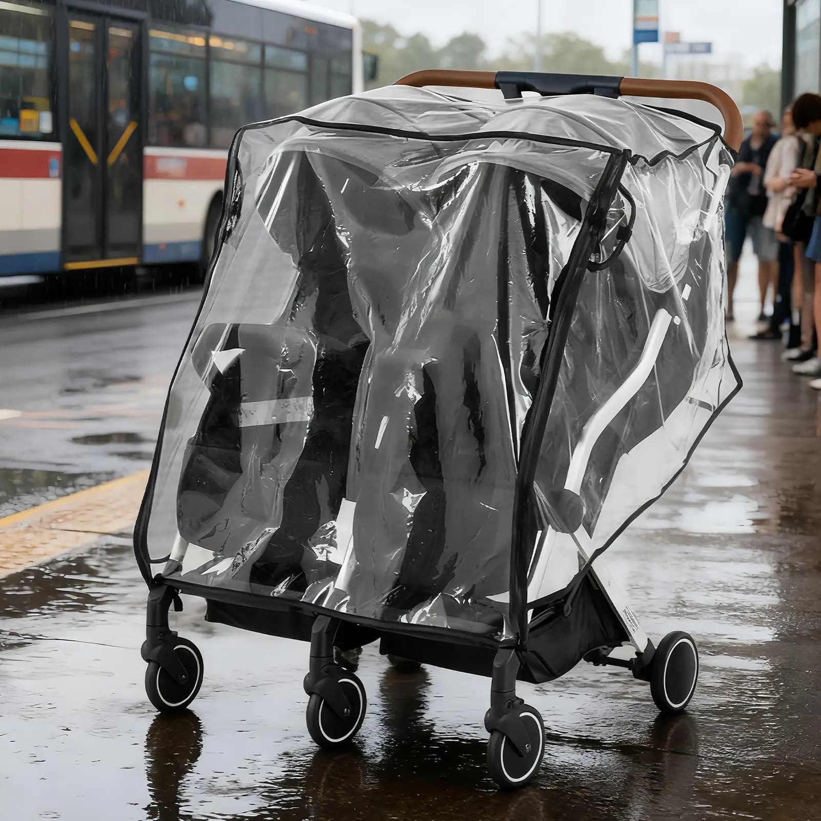 Copertura antipioggia per passeggino Impermeabile traspirante antivento Passeggino per esterni Scudo meteorologico per viaggi all'aperto estivi invernali tutti i giorni