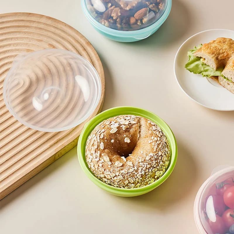 Contenitore per Bagel scatola per Dessert con Design ad arco trasparente resistente al calore scatola per il pranzo impermeabile per microonde accessori da cucina