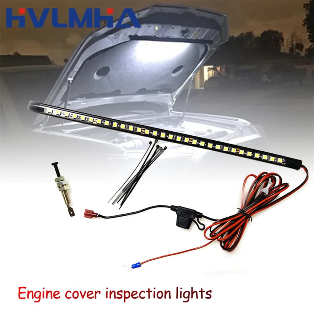 Striscia luminosa universale per riparazione auto a LED sotto il cofano della baia del motore + controllo dell'interruttore