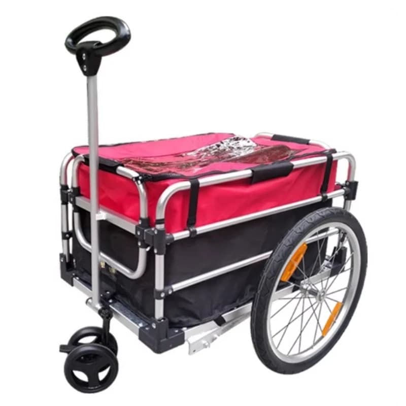 Rimorchio per Bicicletta e Carrello 2-in-1 con Ruote Grandi da 20 Pollici, Telaio in Lega di Alluminio per Trasporto Merci