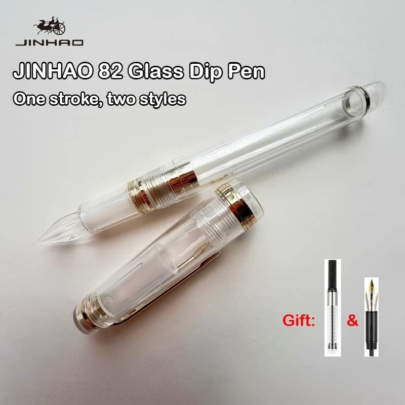 JINHAO 82 Glass Dip Pens One Stroke Two Styles with Fountain Pen Nib Ink Converters Calligraphy Pen School Supplies Stationery