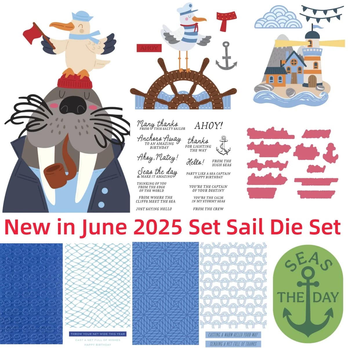 Faro marino Barca a vela Fustelle in metallo Francobolli trasparenti Stencil Lamina calda Cera Scrapbook fai da te Carta artigianale 2025 Nuova estate
