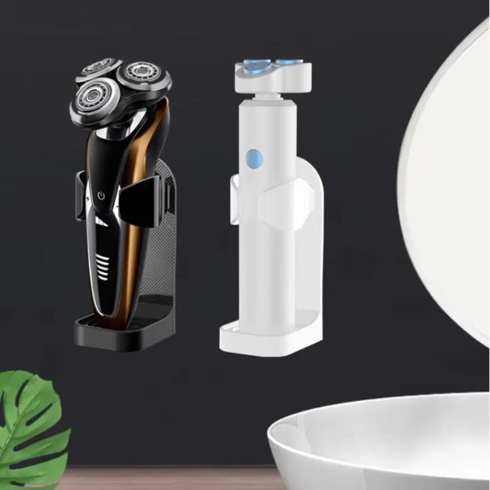 Durable Wall Mounted Shaver Rack Self-Adhesive No-Drill Razor Holder Electric Toothbrush Holder Storage Tool