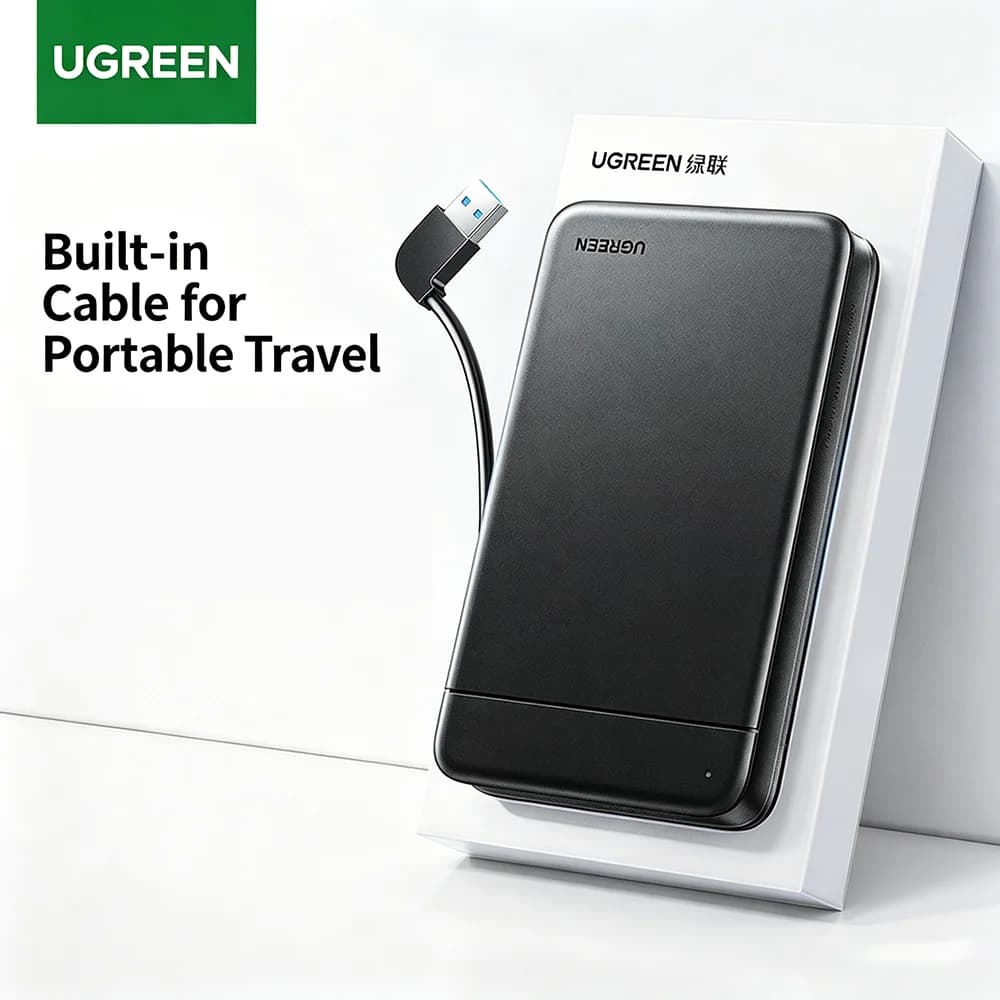 UGREEN 2.5 Inch USB 3.0 SATA Hard Drive Enclosure External HDD SSD Case 5Gbps UASP Support for Laptop PC Data Storage