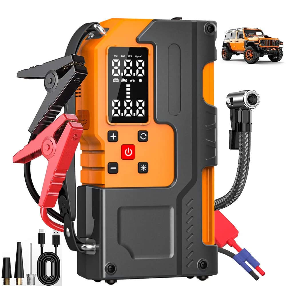 Gonfiatore digitale portatile per pneumatici per auto Biciclette 150psi ABS Compressore d'aria Jump Starter Bike Ciclismo Monitor della pressione dei pneumatici