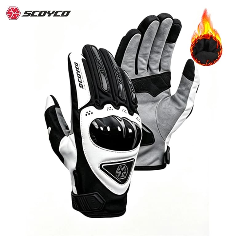 Scoyco Winter Motorcycle Gloves Impact-Resistant Palm Protection Waterproof Windproof Warm Touch Screen Motorbike Riding Gloves