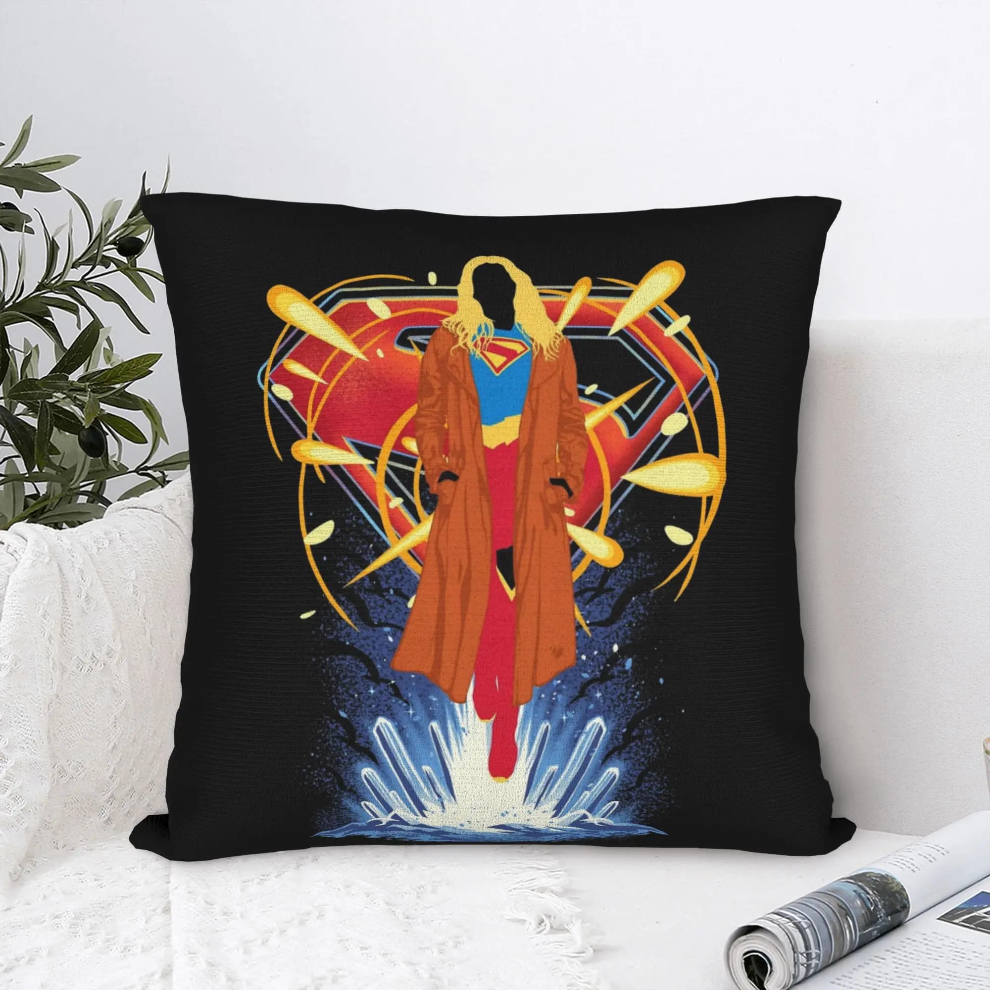 Super-girls 2026 Square Pillowcases Polyester Room Cushion Case Cute Home Decoration Pillow Cover 45*45