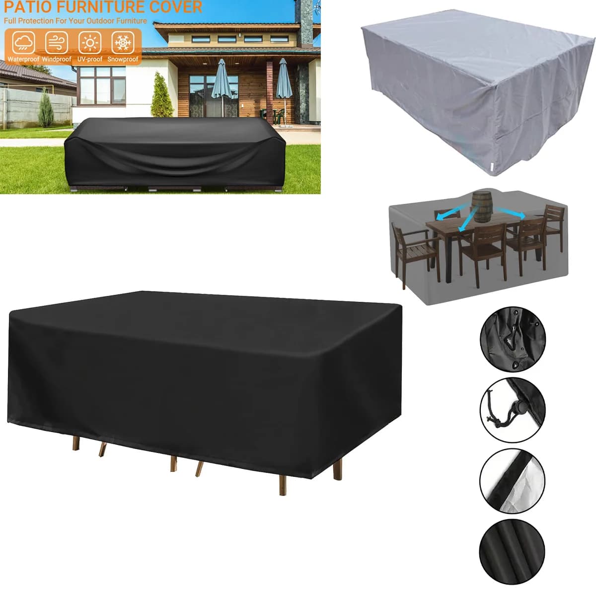 Coperture Impermeabili per Mobili da Giardino, Set di Divani da Esterno, Coperture per Tavoli e Sedie da Giardino in Diverse Misure