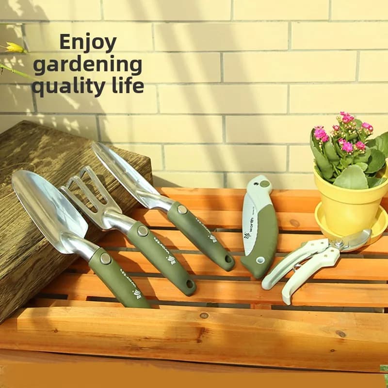 Gardener Home Set of tools for growing flowers Garden Planting flowers Scavo Pala Rastrello pruning shears Hand saw