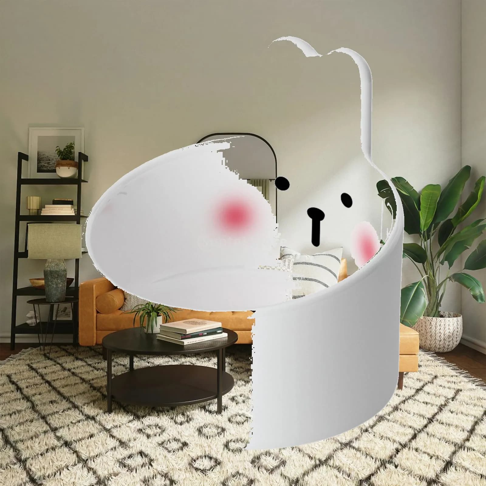 Elevated Ceramic Cat Bowl with Tilted Angle Blush Pattern Anti Knockover Pet Food Dish for Kittens
