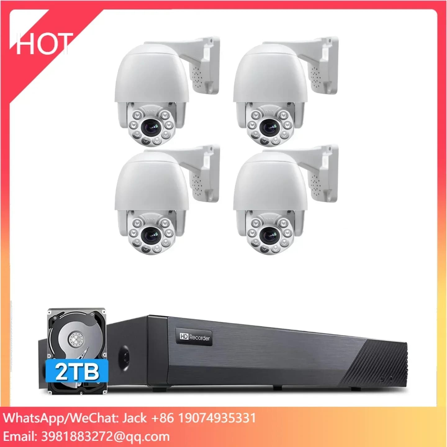 Kit Sistema di Sicurezza con Telecamere IP PTZ UIN, 4 Telecamere PTZ 5MP 5X IP66, NVR POE 8CH 4K H.265, Supporto Audio Bidirezionale e Registrazione 24/7