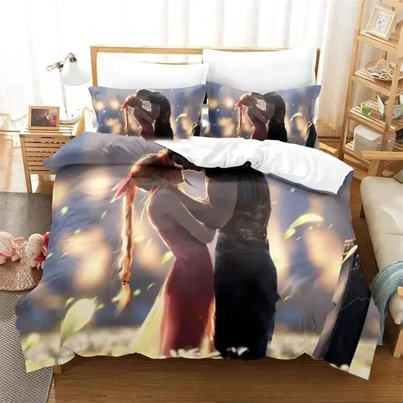 Gioco di stampa 3D Crisis Core Final Fantasy VII Comodo copripiumino Copripiumino Federa Set biancheria da letto Camera da letto per bambini Tessili per la casa
