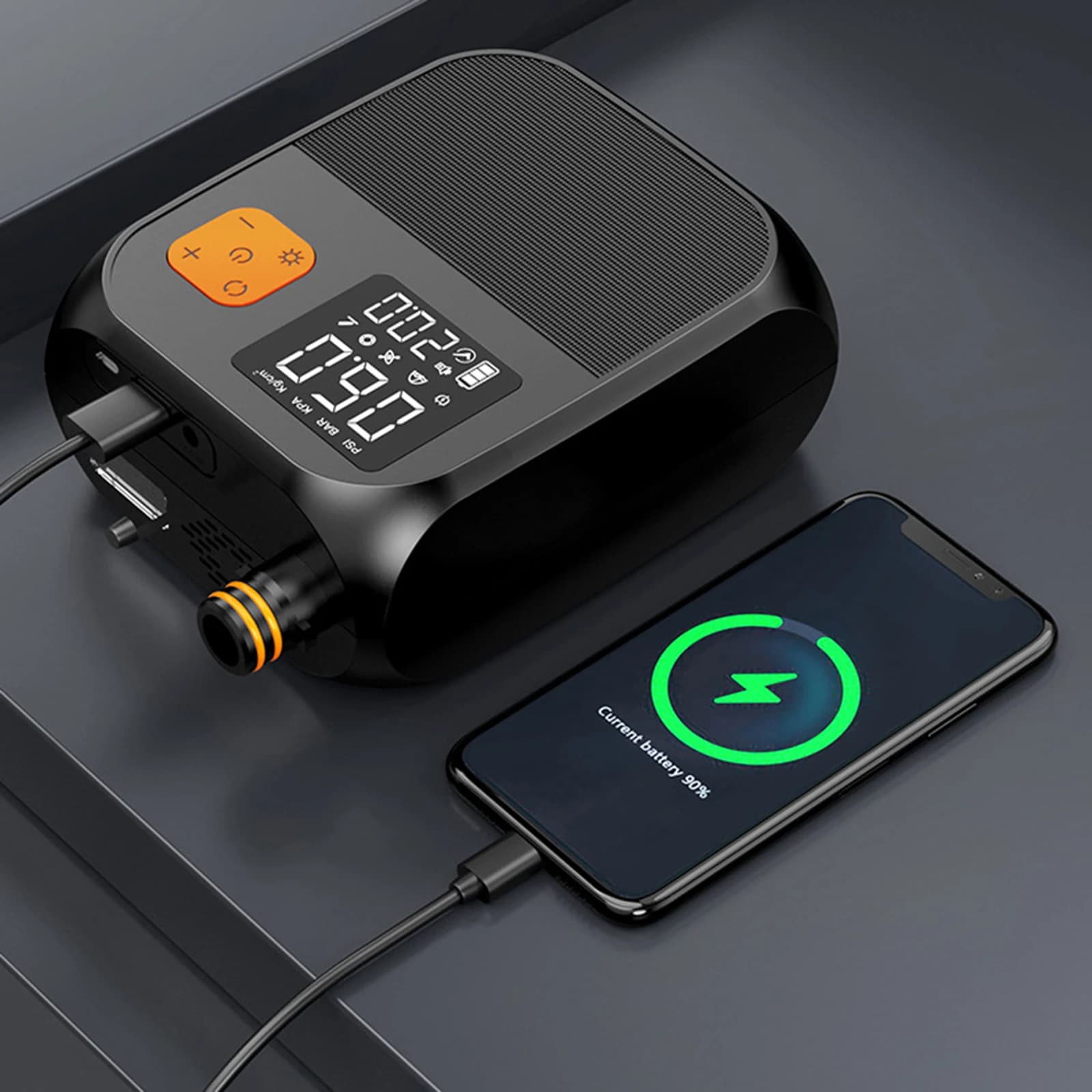 Pompa ad aria wireless 8000mAh con display LCD, gonfiatore elettrico portatile per pneumatici 25PSI per SUP, kayak, surf, kite, materassini, compressore d'aria