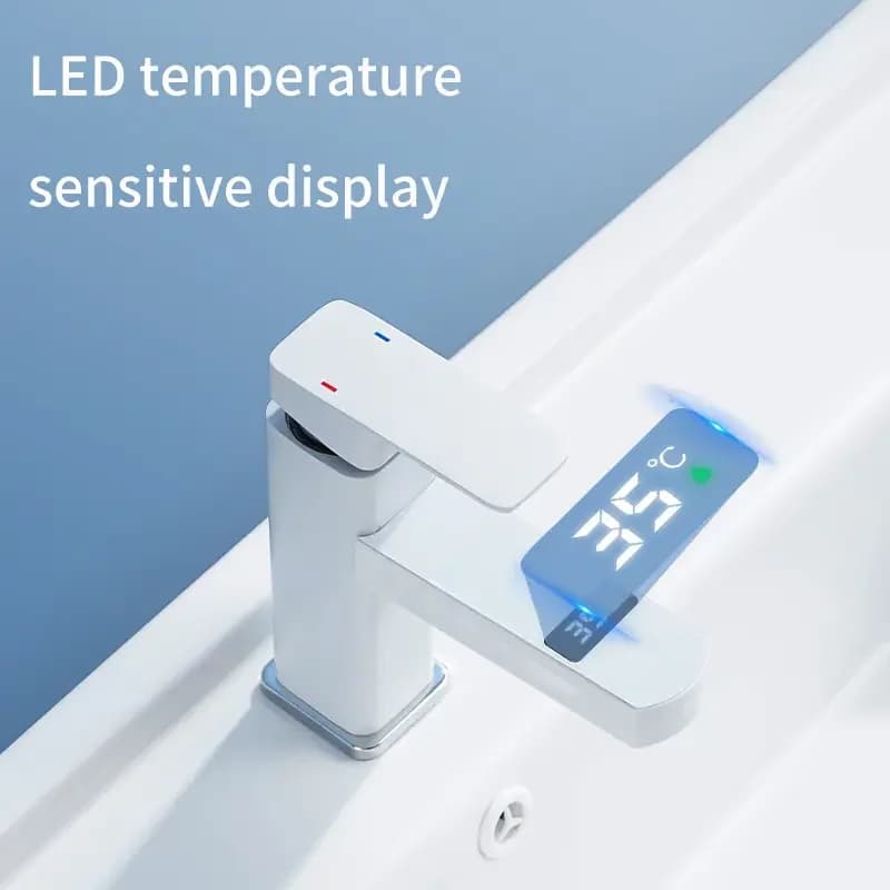 Bathroom Digital Faucet Temperature Control Faucet Kitchen Hot Cold Water Basin Faucet Smart Brass Mixer Taps Mounted Faucets